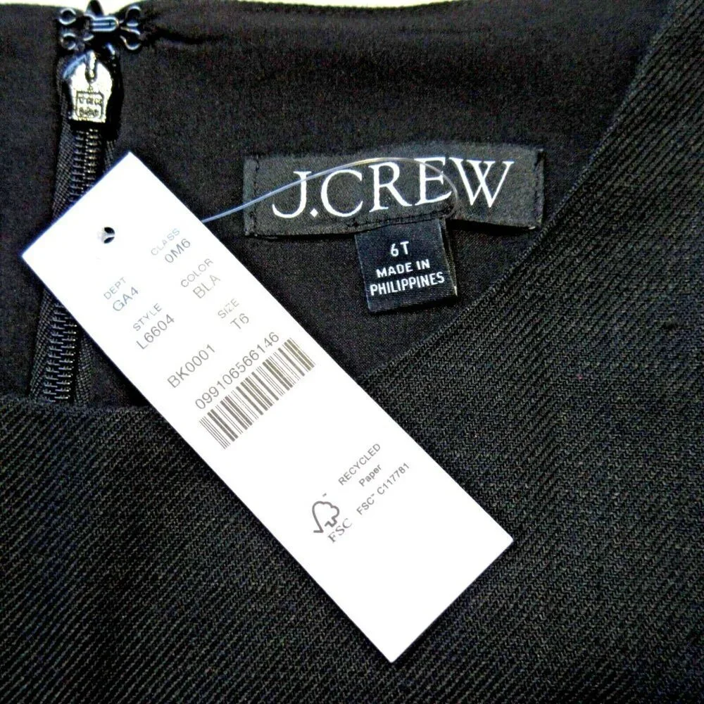 NWT J.Crew Tall Resume Sheath in Black Stretch Linen Dress 6T $198